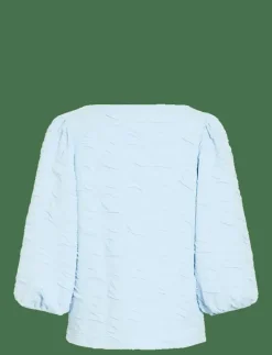 VIDEVERA BOATNECK 3/4 JACQUARD TOP/R/1 - Långärmade blusar