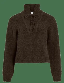 VIGLEEBA HIGH NECK L/S RIB KNIT TOP - Polotröjor