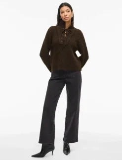 VIGLEEBA HIGH NECK L/S RIB KNIT TOP - Polotröjor