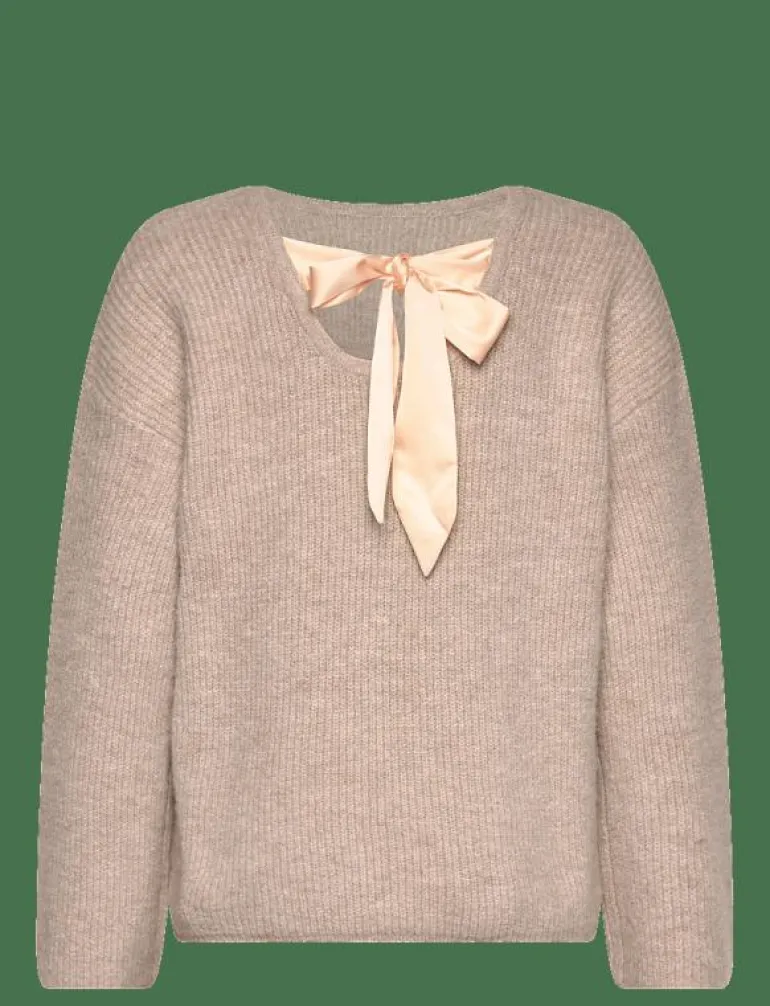 VIRETTA O-NECK L/S KNIT BOW TOP/LN - Stickat