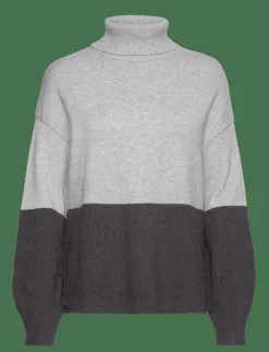 VIRIL BLOCKING ROLL-NK L/S KNIT TOP-NOOS - Stickat