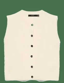 VMGOLD SL O-NECK BUTTON VEST BOO - Stickade västar