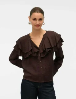 VMLIZZI LS FLOUNCE TOP WVN GA - Långärmade blusar