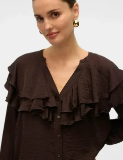 VMLIZZI LS FLOUNCE TOP WVN GA - Långärmade blusar