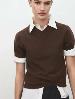 V-neck knit sweater - T-shirts