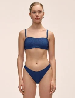 Waffle Bandeau Tie Back Bikini Top - Bikinis