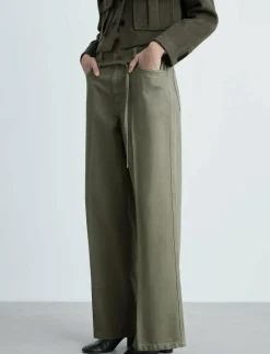 Wide leg jeans with belt detail - Vida byxor