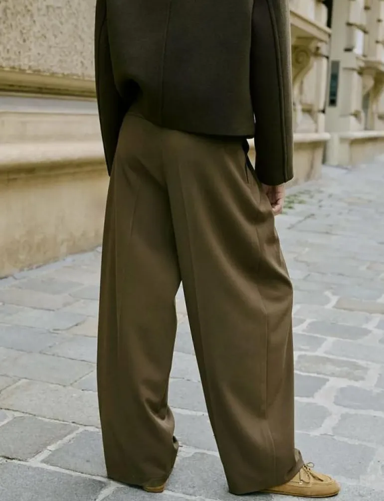 Wide leg mid-rise pleated trousers - Vida byxor