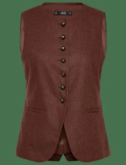 Wool-blend gilet with buttons - Stickade västar
