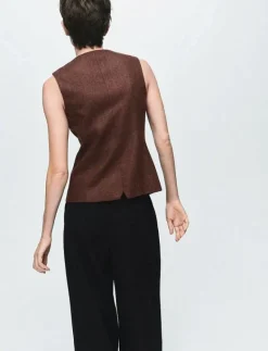 Wool-blend gilet with buttons - Stickade västar