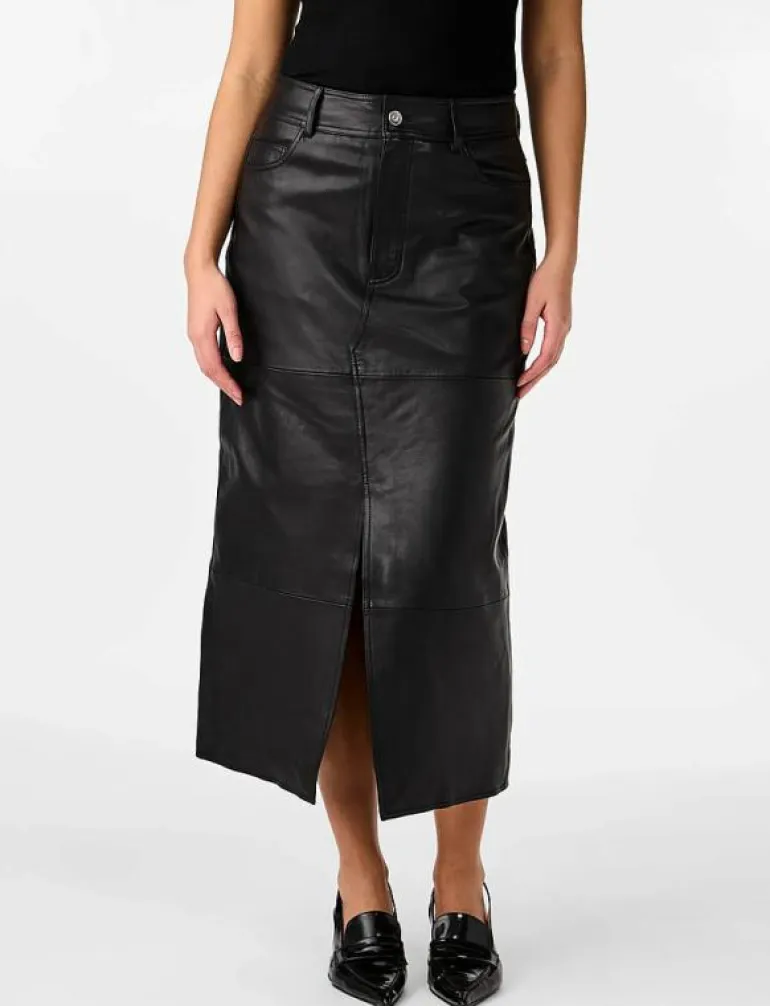 YASMINA HMW LEATHER LONG SKIRT NOOS - Midi kjolar