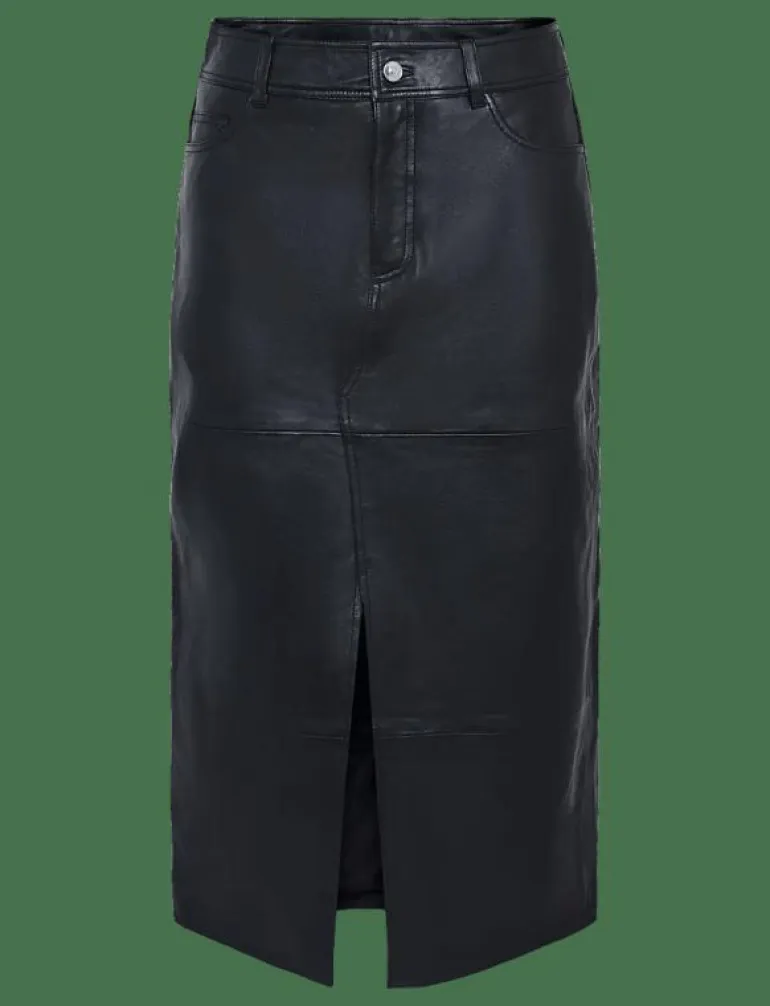 YASMINA HMW LEATHER LONG SKIRT NOOS - Midi kjolar