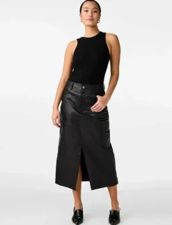 YASMINA HMW LEATHER LONG SKIRT NOOS - Midi kjolar