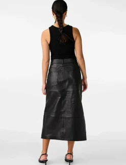 YASMINA HMW LEATHER LONG SKIRT NOOS - Midi kjolar