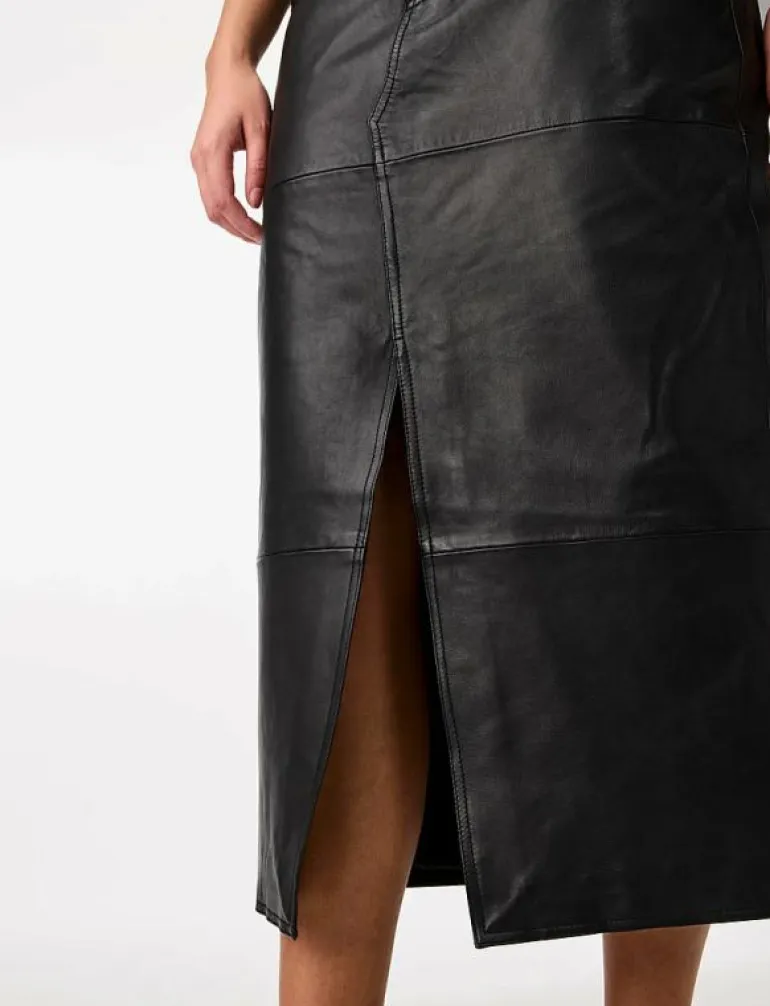 YASMINA HMW LEATHER LONG SKIRT NOOS - Midi kjolar
