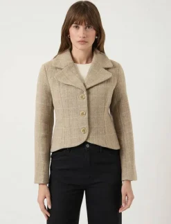 YASTHELA LS WOOL BLEND SHORT JACKET - EX - Enkelknäppta kavajer