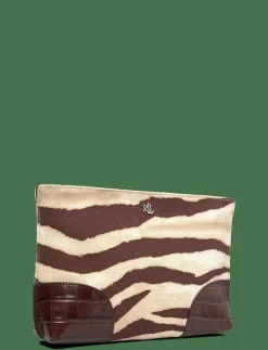 Zebra-Print Canvas & Leather Large Pouch - Handväskor