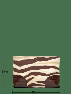 Zebra-Print Canvas & Leather Large Pouch - Handväskor