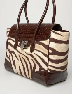 Zebra-Print Canvas Large Tanner Satchel - Handväskor