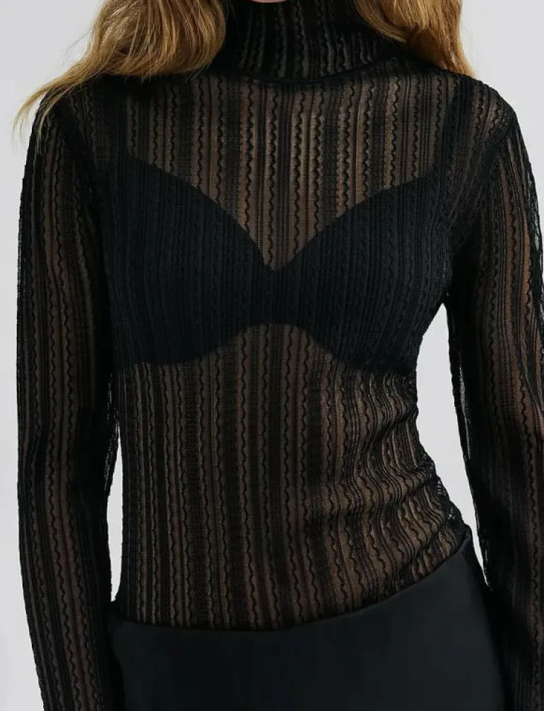 Zelie Sheer Knitted Turtleneck top - Polotröjor